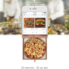اپلیکیشن سفارش آنلاین غذا به صورت طراحی شده و آماده در قالب یک فایل Psd