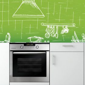 پوستر تبلیغاتی با موضوع آشپزخانه و لوازم آشپزخانه به صورت فایل باز